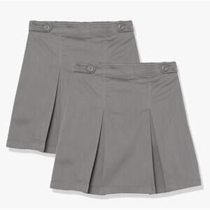 Set Of 2 Youth Kids Uniform Scooter Skirts Grey Elastic Waist Size Large Size 10